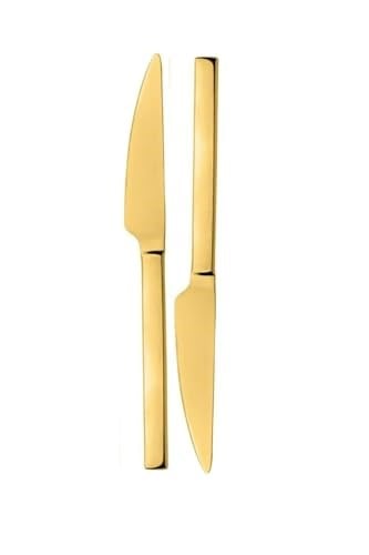 Parlak Gold Pasta Ve Tatlı Bıçağı Seti, Paslanmaz Çelik Kahvaltı Bıçak Seti 6 Adet