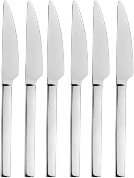 Parlak Gümüş Pasta Ve Tatlı Bıçağı Seti, Paslanmaz Çelik Kahvaltı Bıçak Seti 6 Adet