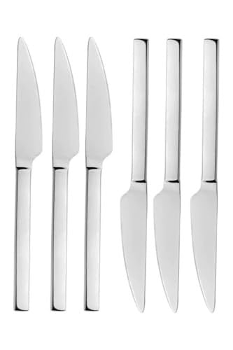 Parlak Gümüş Pasta Ve Tatlı Bıçağı Seti, Paslanmaz Çelik Kahvaltı Bıçak Seti 6 Adet