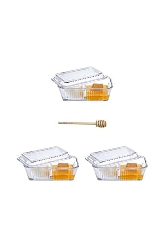 Paşabahçe 3 Adet Frigo Bölmeli Saklama Kabı, Reçellik, Ballık, Kahvaltılık + Baran Ahşap Bal Kaşığı (daldız)