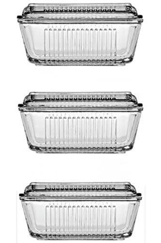 Pasabahce frigo kapaklı kahvaltılık - tereyağlık peynirlik 3 lü set