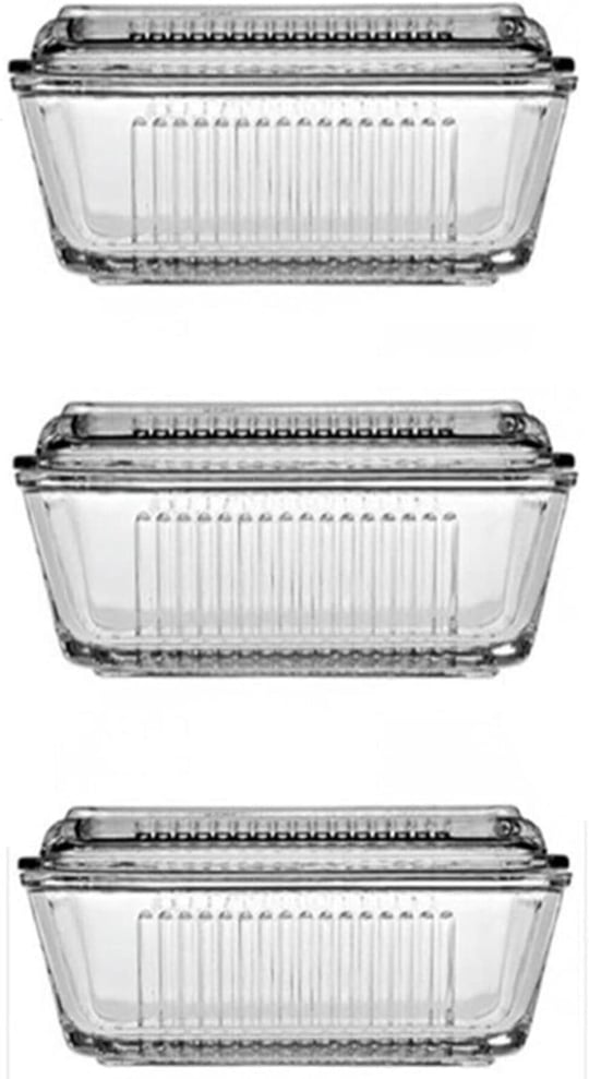 Pasabahce frigo kapaklı kahvaltılık - tereyağlık peynirlik 3 lü set