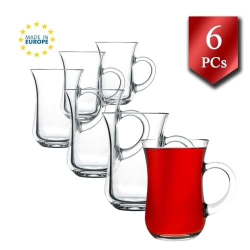 Pasabahce Paşabahçe 6 lı Cam Kulplu Keyif Çay Bardağı