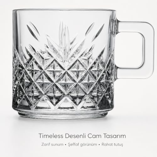 Paşabahçe TIMELESS FİNCAN/KUPA 195 CC T 2Lİ HEDİYELİK KUTU | Timeless desenli kulplu cam formuyla kahve ve çay sunumlarına uygundur - Seçenekler: 1 L, 5.5 cm x 6.5 cm, 6 ml, 62 ml, 195 cc, 260 cc...