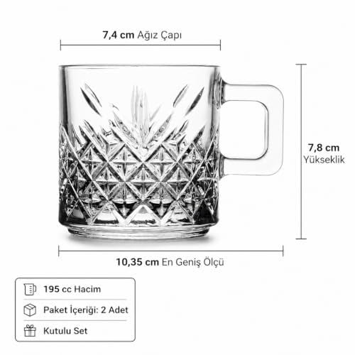 Paşabahçe TIMELESS FİNCAN/KUPA 195 CC T 2Lİ HEDİYELİK KUTU | Timeless desenli kulplu cam formuyla kahve ve çay sunumlarına uygundur - Seçenekler: 1 L, 5.5 cm x 6.5 cm, 6 ml, 62 ml, 195 cc, 260 cc...