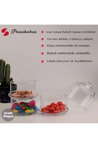 Paşabahçe Villa Patisserie 3 Katlı Cam Kapaklı Saklama Kabı, Küçük Boy, Şeffaf