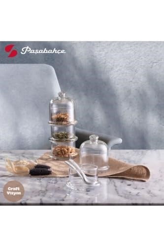 Paşabahçe Villa Patisserie 3 Katlı Cam Kapaklı Saklama Kabı, Küçük Boy, Şeffaf