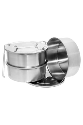 Paslanmaz Çelik 15x6cm 3 Kaplı Isıtılabilir Sefer Tası 3-4 Kişilik Yemek Taşıma Kabı 2.2 LT 750ml X3