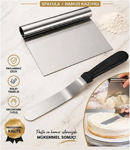Paslanmaz Hamur Kesici,Hamur Dilimleyici,Metal Hamur Sıyırıcı,Pasta Sıyırma Aparatı,Pasta Ve Pastacılık İçin Çelik Şekillendirici Ve Hamur Pors - Seçenekler: 2li set, 15 Cm X 11 Cm X 2 Cm, Dondurma K.