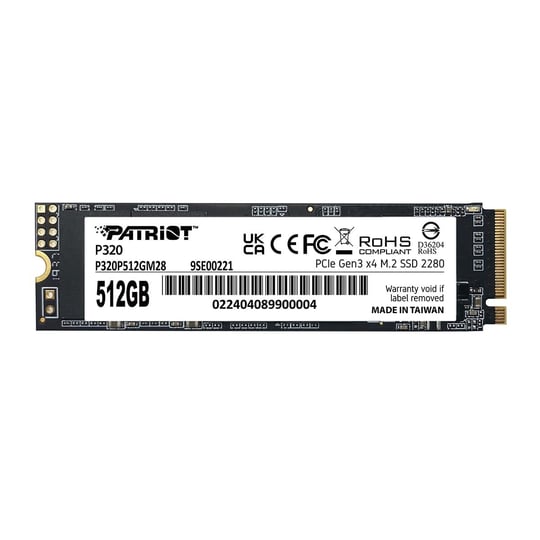 Patriot P320 512GB dahili SSD - NVMe PCIe Gen 3x4 - M.2 2280 - Katı Hal Sürücüsü - P320P512GM28