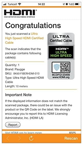 Paugge Ultra Sertifikalı AOC Fiber Hdmi 2.1 Kablo - 48Gbps, 8K 60Hz, 4K 120Hz, 4K 60Hz, eARC, HDR, D-HDR, HDCP2.3, Dolby Vision, - Seçenekler: 1 Metre, 2 Metre, 3 Metre, 5 Metre, 10 Metre, 15 Metre...