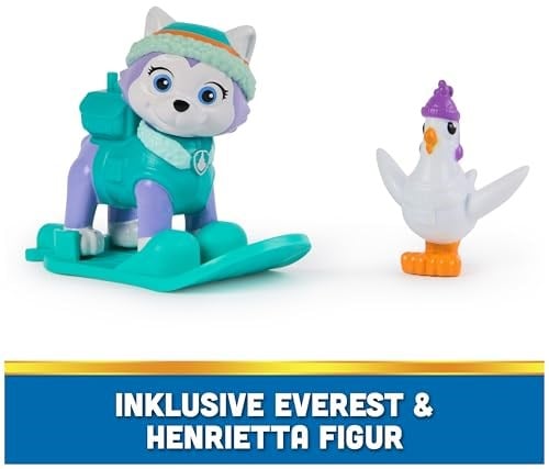 PAW PATROL – Everest figürlü kar aracı, snowboard ve Henrietta figürü (Deluxe araç), 3 yaşından büyük çocuklar için oyuncak