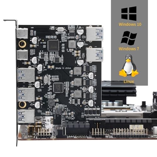 PCIe USB 3.0 5X USB-A ve 2X USB-C Bağlantı Noktaları Genişletme Kartı,PCI Express Dahili USB 3 Hub Dönüştürücü Masaüstü PCS Yükseltici Kartı için