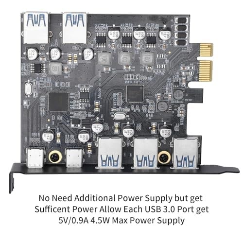 PCIe USB 3.0 5X USB-A ve 2X USB-C Bağlantı Noktaları Genişletme Kartı,PCI Express Dahili USB 3 Hub Dönüştürücü Masaüstü PCS Yükseltici Kartı için