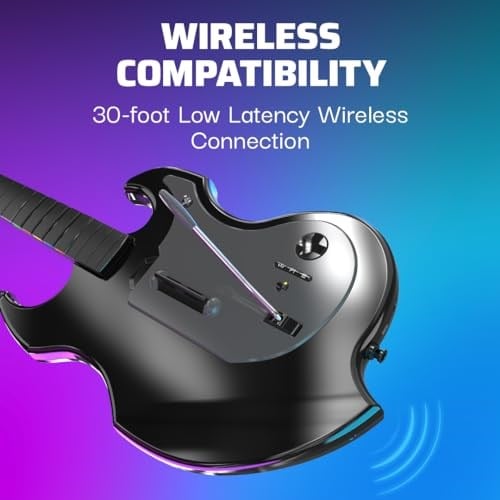 PDP RIFFMASTER kablosuz gitar denetleyicisi, PlayStation 5 ve PlayStation 4, PS5/PS4, Rock Band 4, Audio Jack, şarj edilebilir pil, resmi lisanslı Sony - Black