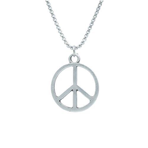 Peace Barış İşareti Örme Zincir Kolye - Gümüş Kaplama - Erkek Kadın Kolye - No:1360