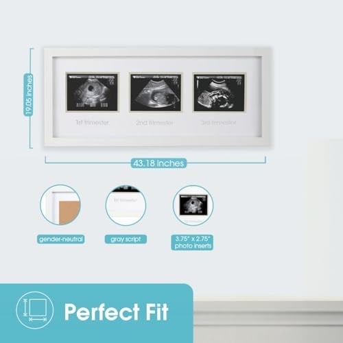 Pearhead 87038 Trimester Sonogram Frame Deluxe, fotoğraf çerçevesi için üç Ultraschallaufnahmen, beyaz