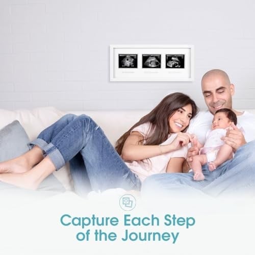 Pearhead 87038 Trimester Sonogram Frame Deluxe, fotoğraf çerçevesi için üç Ultraschallaufnahmen, beyaz