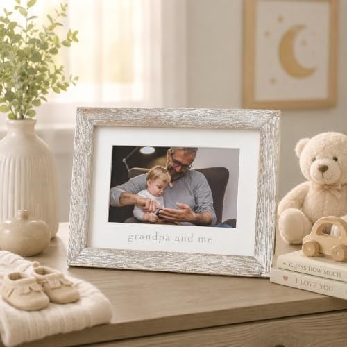 Pearhead Grandpa & Me Keepsake Rustik Resim Çerçevesi, Babalar Günü Hediyesi Büyükbaba için Eskitilmiş