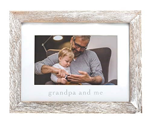 Pearhead Grandpa & Me Keepsake Rustik Resim Çerçevesi, Babalar Günü Hediyesi Büyükbaba için Eskitilmiş