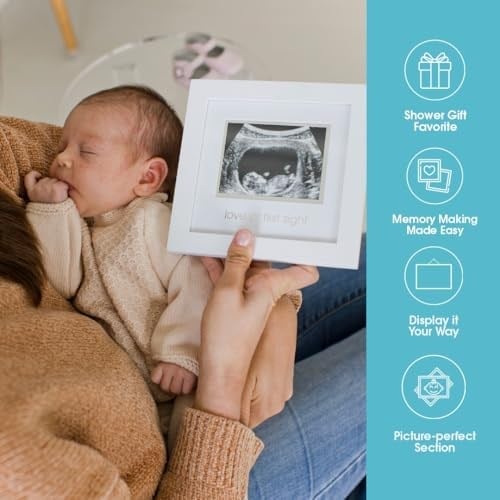 Pearhead İlk Görüşte Aşk Sonogram Resim Çerçevesi, Hamilelik Hatırası Fotoğraf Çerçevesi, Cinsiyetsiz Bebek Odası Dekoru, Anneler Günü Aksesuarı, Beyaz