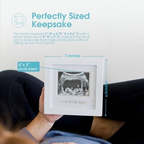 Pearhead İlk Görüşte Aşk Sonogram Resim Çerçevesi, Hamilelik Hatırası Fotoğraf Çerçevesi, Cinsiyetsiz Bebek Odası Dekoru, Anneler Günü Aksesuarı, Beyaz