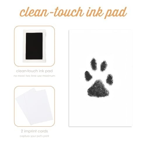 Pearhead Mürekkep Kitli Pet Masa Çerçevesi, Kendin Yap Dağınıklık Yok Pawprint Kiti, Evcil Hayvan Ebeveynleri İçin Hediye, Beyaz