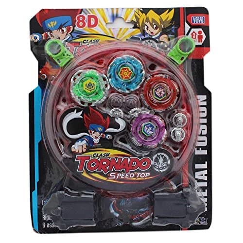 PECULIAR Metal Fusion Clash of Tornado Speed Top Stadyum Savaşı 4 Beyler ve 2 Fırlatıcı Tek Pakette (Çok Renkli)