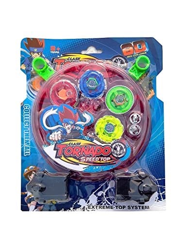 PECULIAR Metal Fusion Clash of Tornado Speed Top Stadyum Savaşı 4 Beyler ve 2 Fırlatıcı Tek Pakette (Çok Renkli)