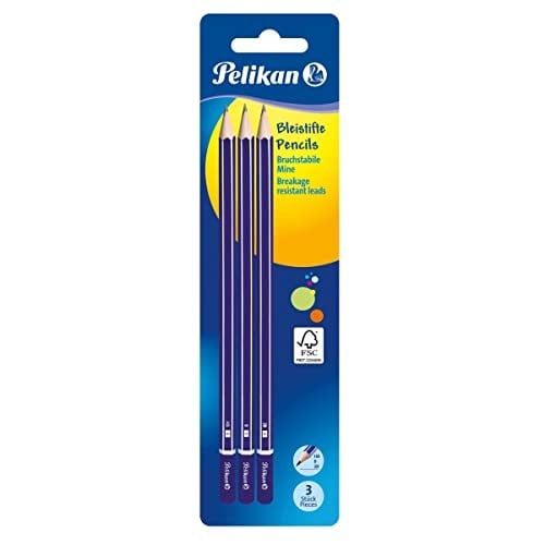 Pelikan 807418 Kurşun Kalem, 2B/B/HB İçinde, Blister Kart Üzerinde 3 Adet
