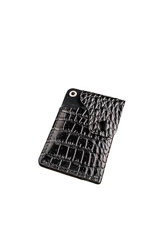 PELLE CRAFT EL YAPIMI MİNİMAL DİKEY KARTLIK SİYAH KROKODİL DESEN