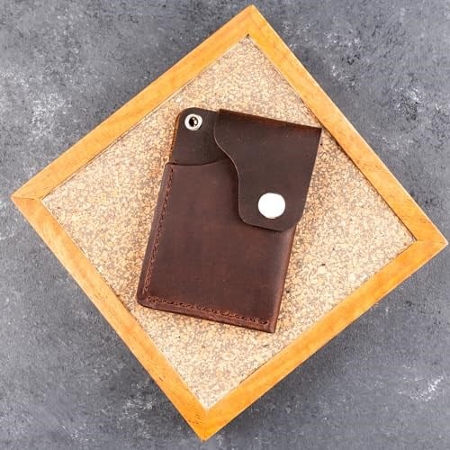 PELLE CRAFT EL YAPIMI MİNİMAL DİKEY KARTLIK KAHVERENGİ CRAZY