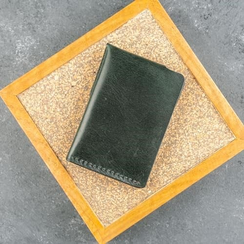 PELLE CRAFT EL YAPIMI MİNİMAL DİKEY KARTLIK YEŞİL-SİYAH
