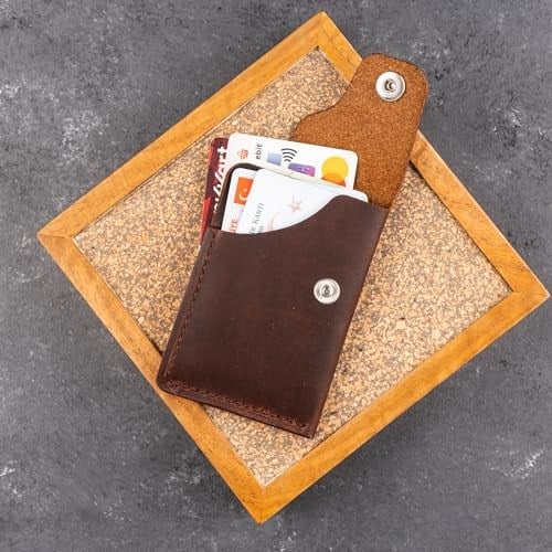 PELLE CRAFT EL YAPIMI MİNİMAL DİKEY KARTLIK KAHVERENGİ CRAZY