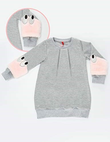 Peluş Kollu Kız Çocuk Elbise - Seçenekler: 3 Yıl, 4 Yıl, 5 Yıl, 6 Yıl, 8 Yıl, 9 Yıl