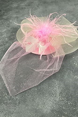 Pembe Grek Tüllü Vualet Parti Ve Nikah Şapkası Saç Aksesuarı