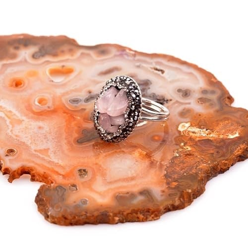 Pembe Kuvars Taşı Yüzük - Ayarlamalı - Taş Sandığı