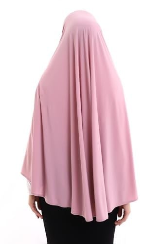 Pembe Malezya Model Pratik Çarşaf Üstü Kolsuz Penye Tesettür Sufle Eşarp