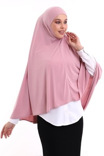 Pembe Malezya Model Pratik Çarşaf Üstü Kolsuz Penye Tesettür Sufle Eşarp