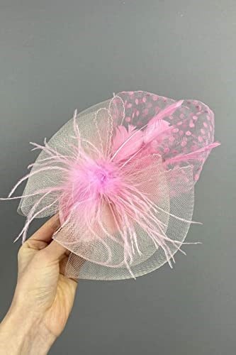 Pembe Puantiyeli Vualet Parti Ve Nikah Şapkası