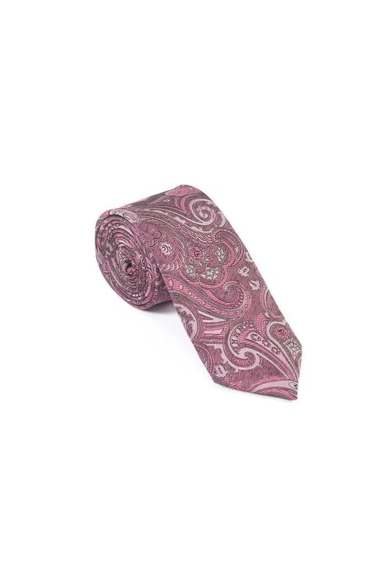 Pembe Şal Motif Desen Kravat Mendil Set