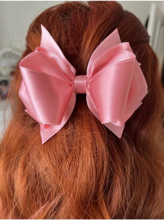 Pembe Saten Çift Fiyonklu Kurdele Toka 1 Adet