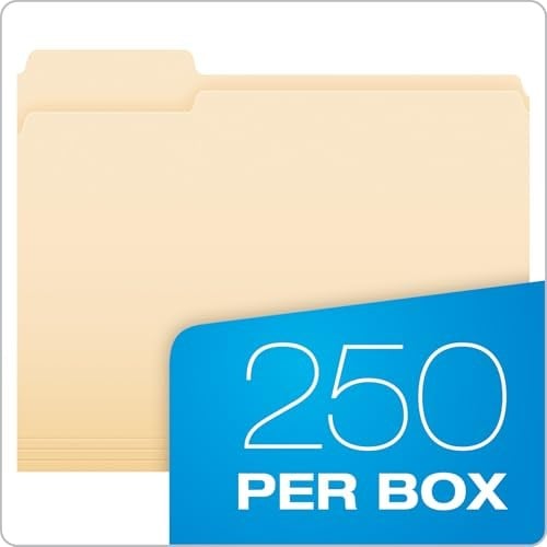 Pendaflex Dosya klasörü, mektup boyutu, 1/3 kesim, Manila, kutu başına 250 adet (752250)