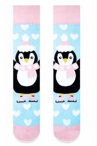 Penguen Kalpler Pembe Renkli Çorap Pembe Standart