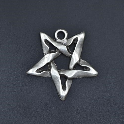 Pentagram Örme Zincir Kolye - Gümüş Kaplama - Erkek Kadın Kolye - No:1388