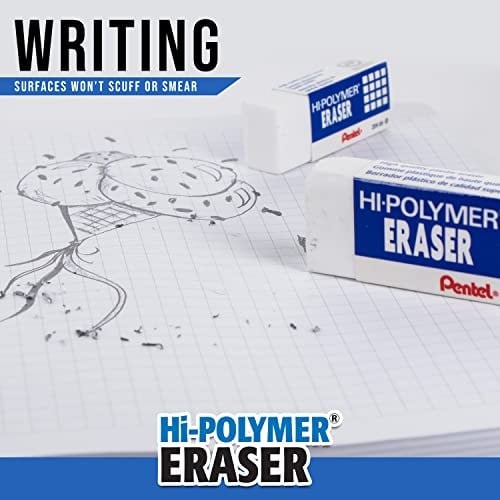 Pentel Hi-Polimer Blok Silgi, Küçük, 48 Silgi Kutusu (ZEH-05), Beyaz