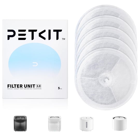 PETKIT PETKIT Pet Su Çeşmeleri Eversweet 2S/3/3 Pro, Eversweet Solo/Solo2/Solo SE ve CYBERTAIL için Yükseltilmiş Filtre Üniteleri 3.0, Yedek Filtreler (5 adet)