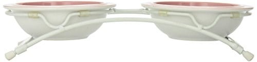 PetRageous 44355 Toftees Paws Diner with Two 1-Cup Bulaşık Makinesinde Yıkanabilir Taş Kase Kapasitesi 10,75 İnç Uzunluk 5,25 cm Uzunluğunda, Ekstra Küçük ve Küçük Köpekler ve Kediler için, Beyaz ve