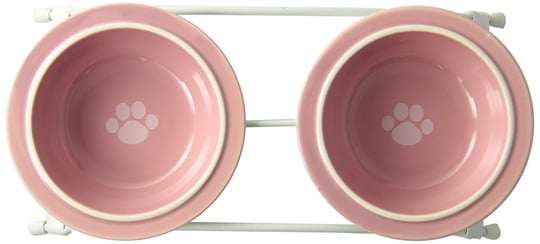 PetRageous 44355 Toftees Paws Diner with Two 1-Cup Bulaşık Makinesinde Yıkanabilir Taş Kase Kapasitesi 10,75 İnç Uzunluk 5,25 cm Uzunluğunda, Ekstra Küçük ve Küçük Köpekler ve Kediler için, Beyaz ve