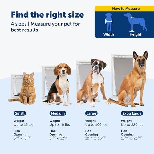 PetSafe Plastik Köpek ve Kedi Kapısı, Küçük, 15 lbsye Kadar Evcil Hayvanlar İçin, Boyanabilir, Kolay Kendin Yap Kurulum, Güvenlik Kapağı Dahil, İç ve Dış K - Seçenekler: Small, X-Large, Medium, Large